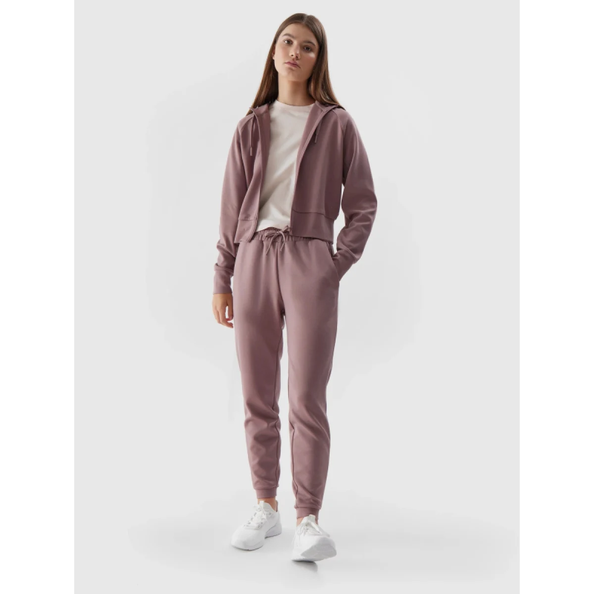 Dámská mikina se zipem 4F SWEATSHIRT-AW23TSWSF0766-83S-BEIGE · záber 5
