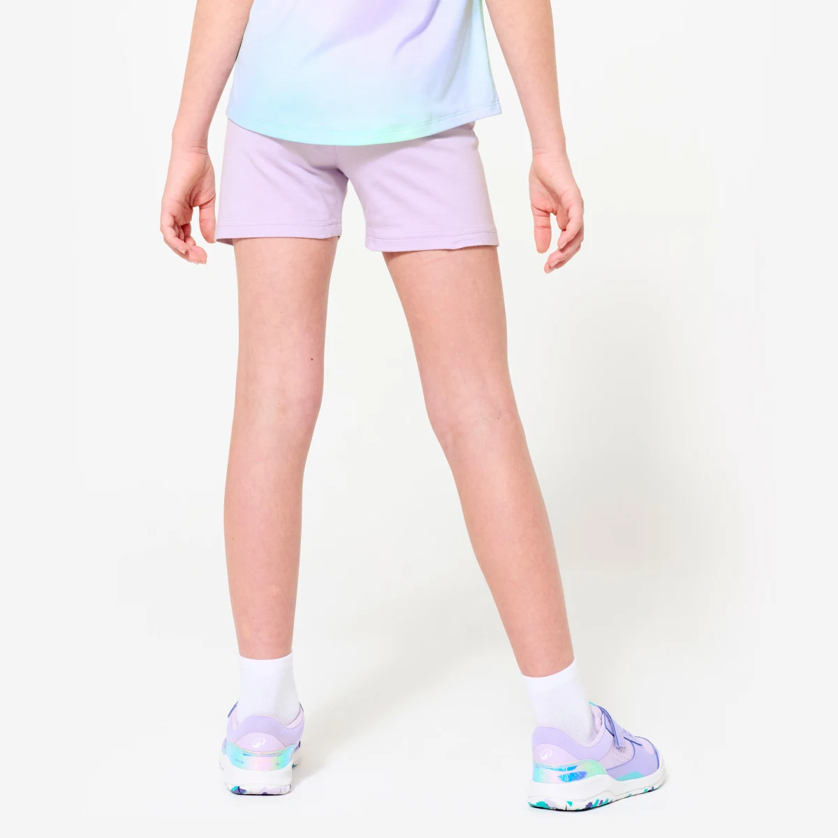 DOMYOS Dievčenské krátke šortky na cvičenie fialové 14-15 r (160-166 cm) · záber 2