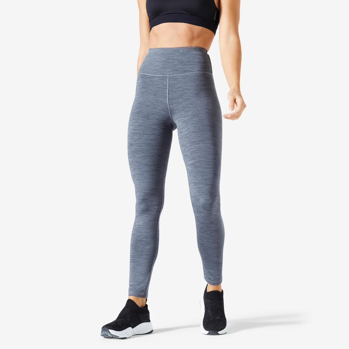 DOMYOS Dámske legíny s vysokým pásom na kardio fitnes sivé melírované XS (W26 L30) · záber 1