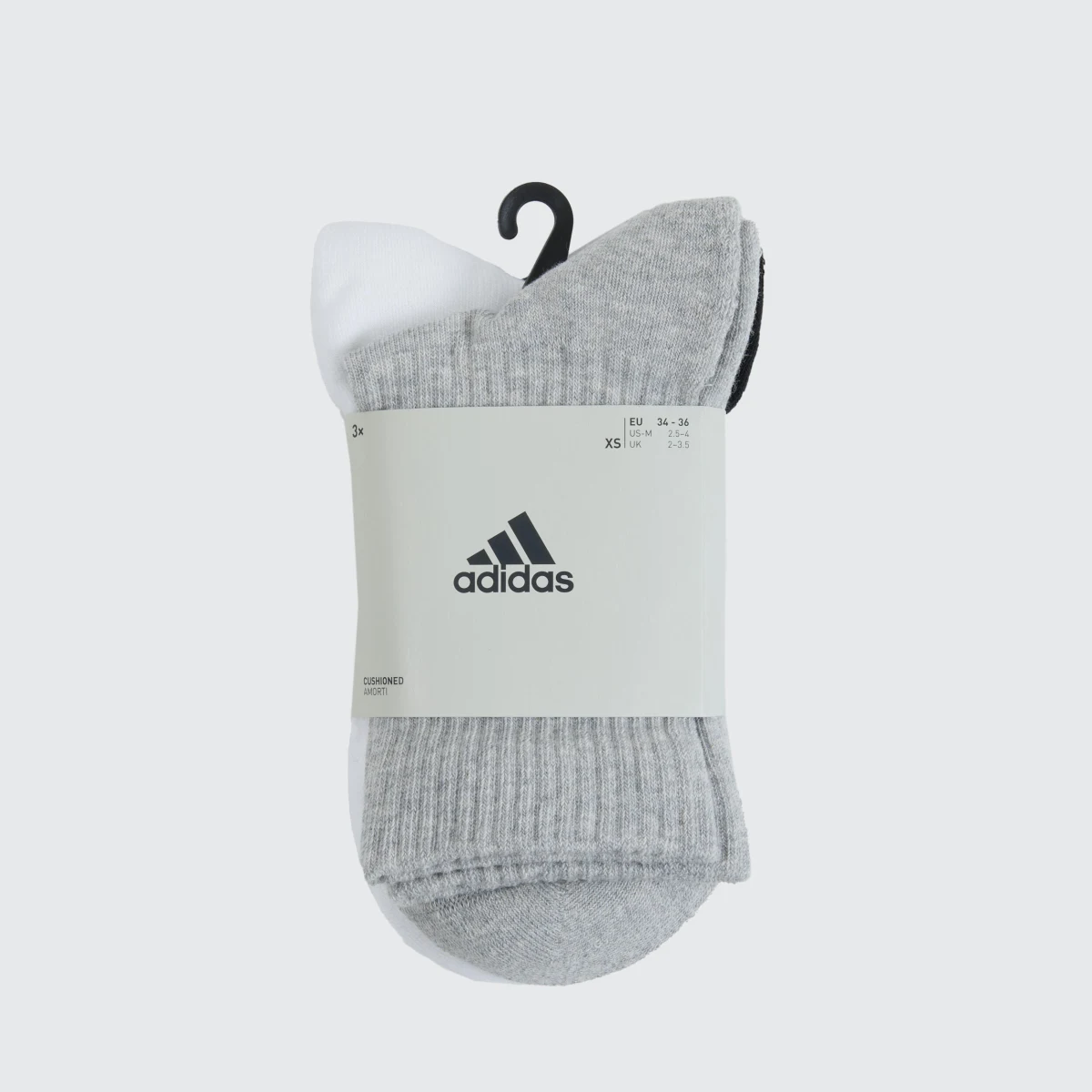 ADIDAS Športové ponožky vysoké 3 páry sivé, biele, čierne 40-42 · záber 2