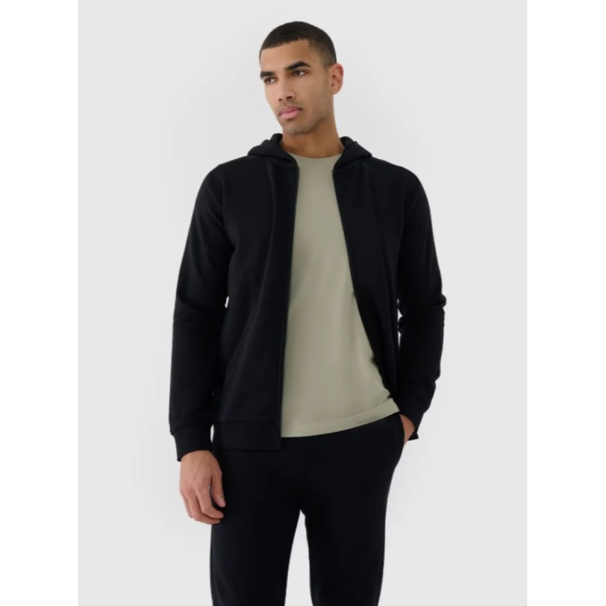 Pánská mikina se zipem 4F SWEATSHIRT-WSS25TSWSM1584-20S-DEEP BLACK · záber 3