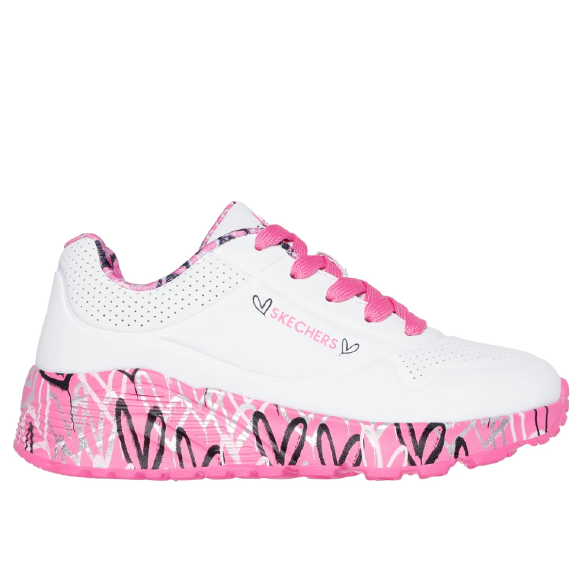 Dívčí rekreační obuv SKECHERS Uno Lite Lovely Luv white hot pink · záber 2