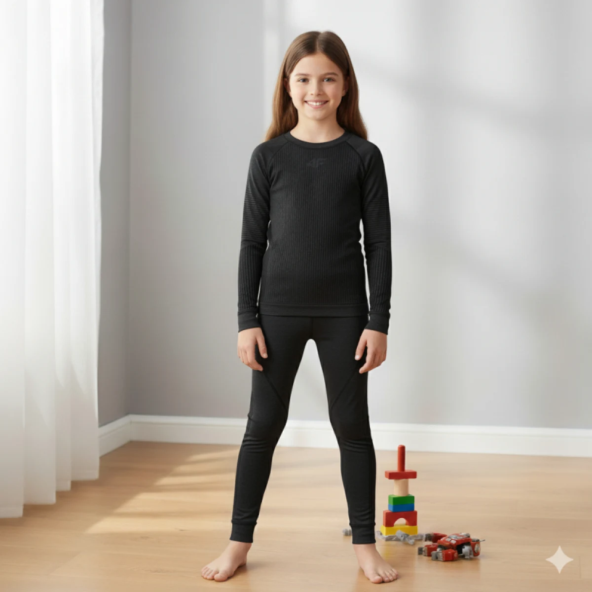 Dievčenské termoprádlo vrchný a spodný diel 4F JUNIOR SEAMLESS UNDERWEAR F251-4FJWAW25USEAF251-20S-DEEP BLACK · záber 5