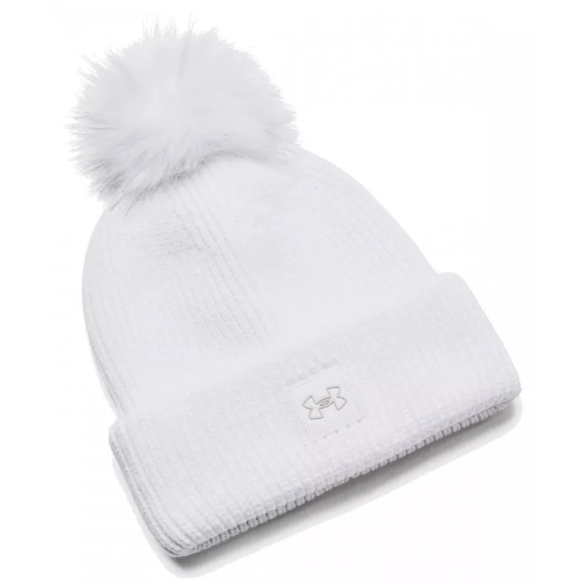 Dámská zimní čepice UNDER ARMOUR UA Halftime Ribbed Pom-WHT · záber 2