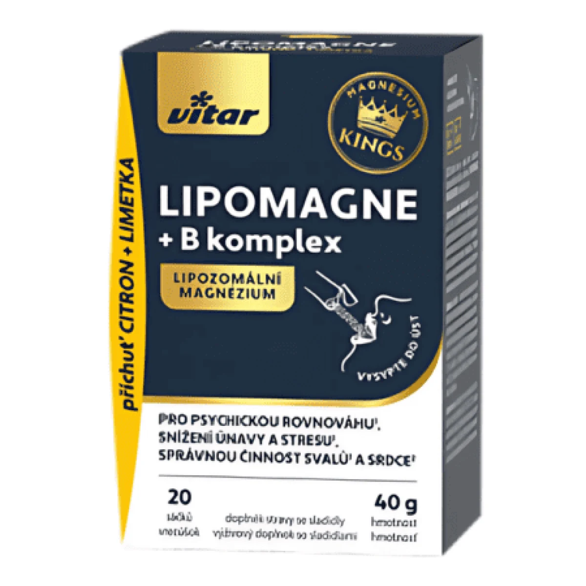 VITAR Kings lipomagne + B komplex stick pack 20 vrecúšok · záber 1