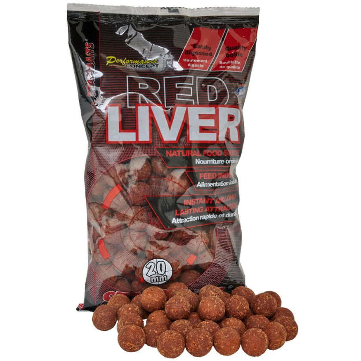 STARBAITS Red Liver, 800 g priemer 20 mm · záber 1