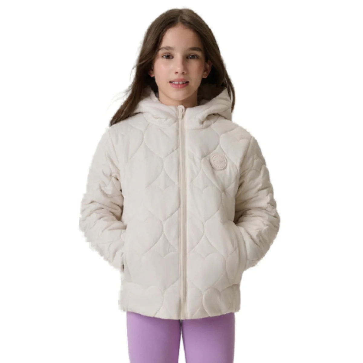 Dievčenská bunda s kapucňou 4F JUNIOR DOWN JACKET F0846-12S-CREME · záber 1
