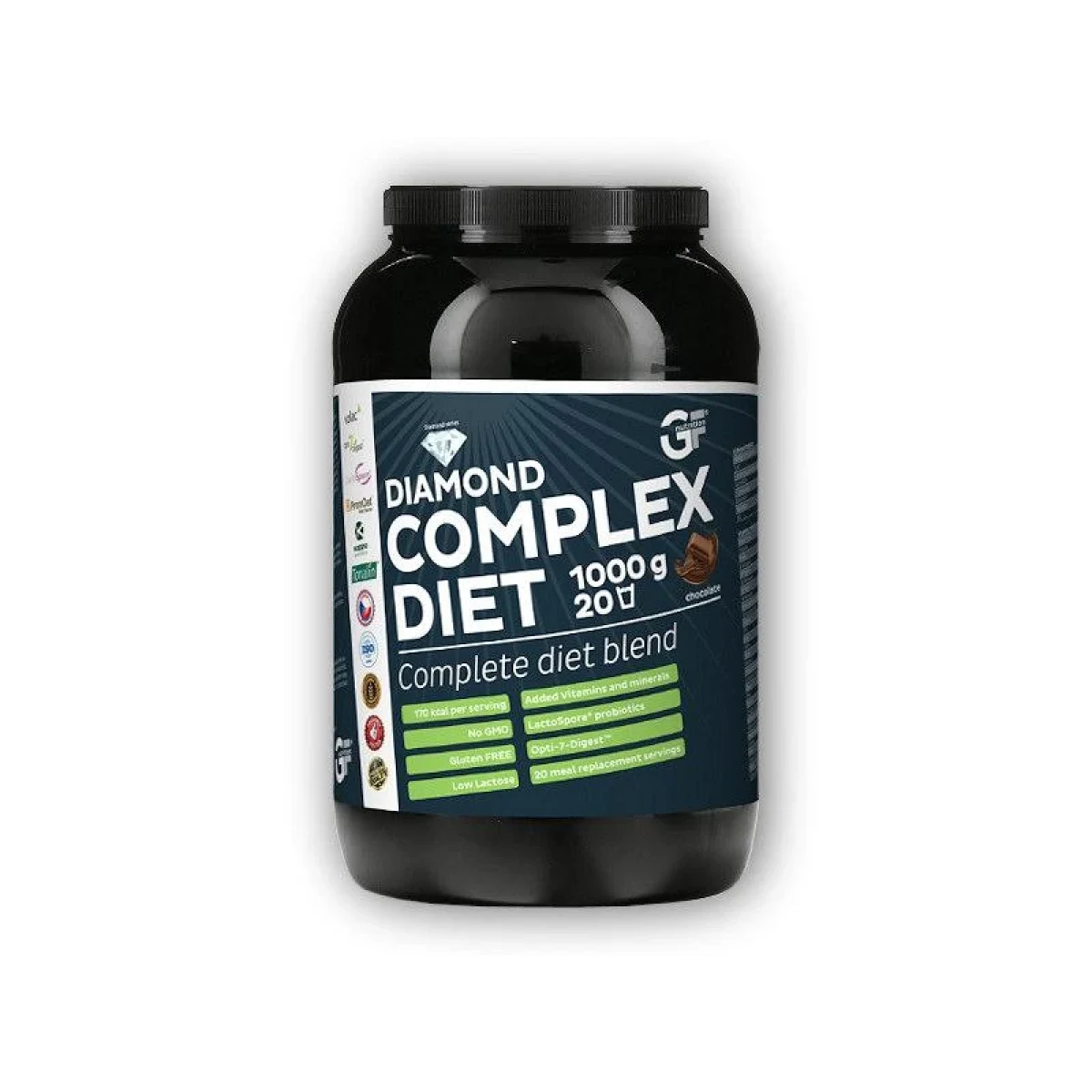 GF nutrition Diamond Complex DIET 1000g - Barva: Vícebarevná | Příchuť: Chocolate · záber 1
