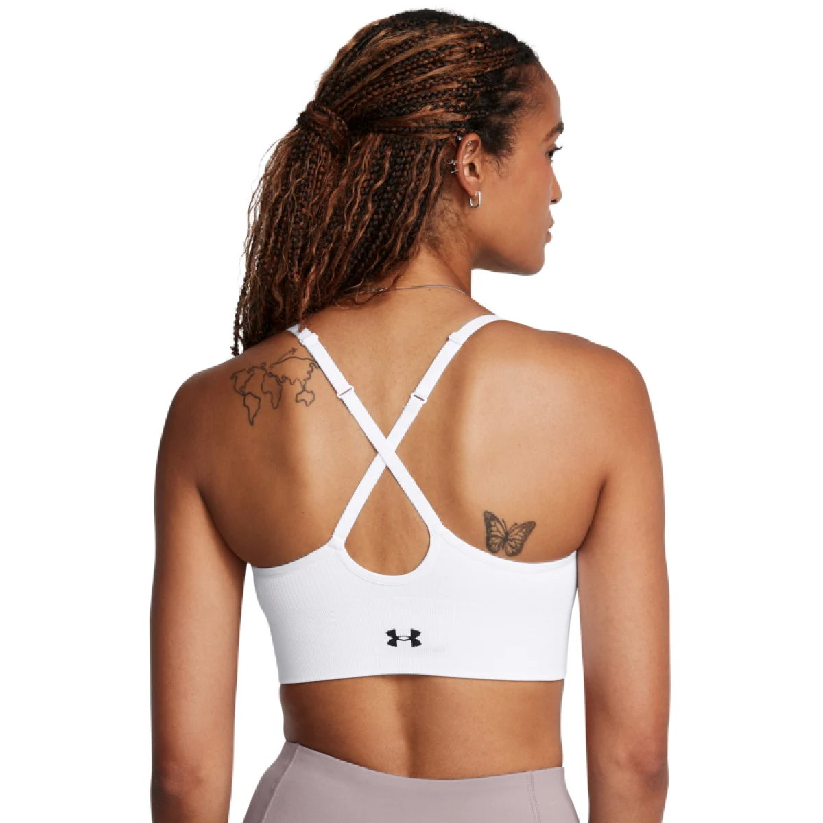 Dámská sportovní tréninková podprsenka UNDER ARMOUR Vanish Seamless Low Bra-WHT · záber 3
