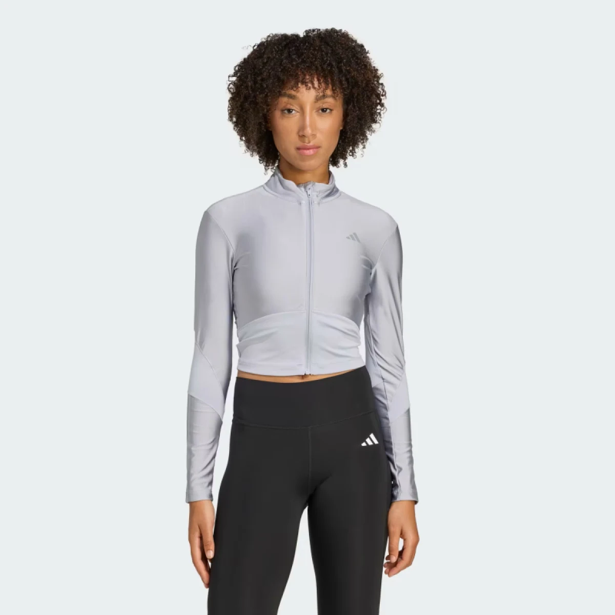 Dámská tréninková mikina se zipem ADIDAS HYG SHN TRACK J HALSIL GREY · záber 2