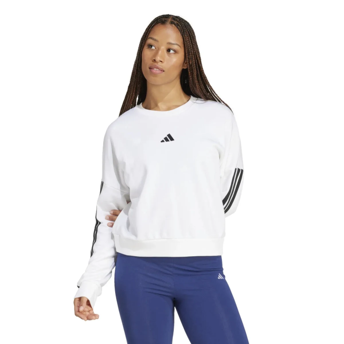 Dámska mikina ADIDAS W 3S FT SWT WHITE BLACK · záber 2