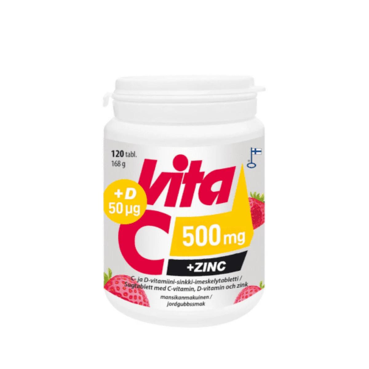 VITABALANS Vita C 500 mg + zinc + D 50 µg žuvacie s jahodovou príchuťou 150 tabliet · záber 1