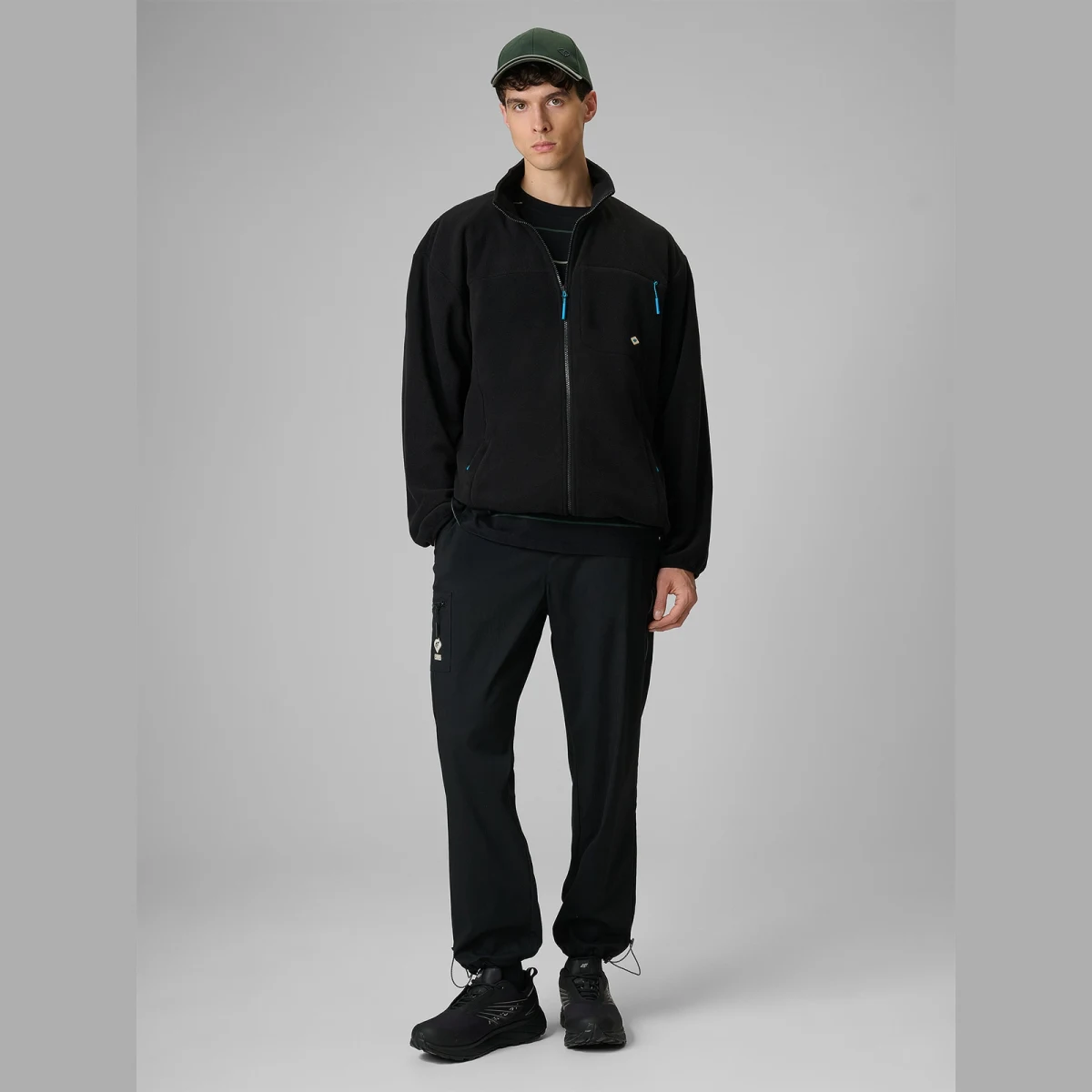 Pánský relaxed fleece se stojáčkem - černá · záber 2