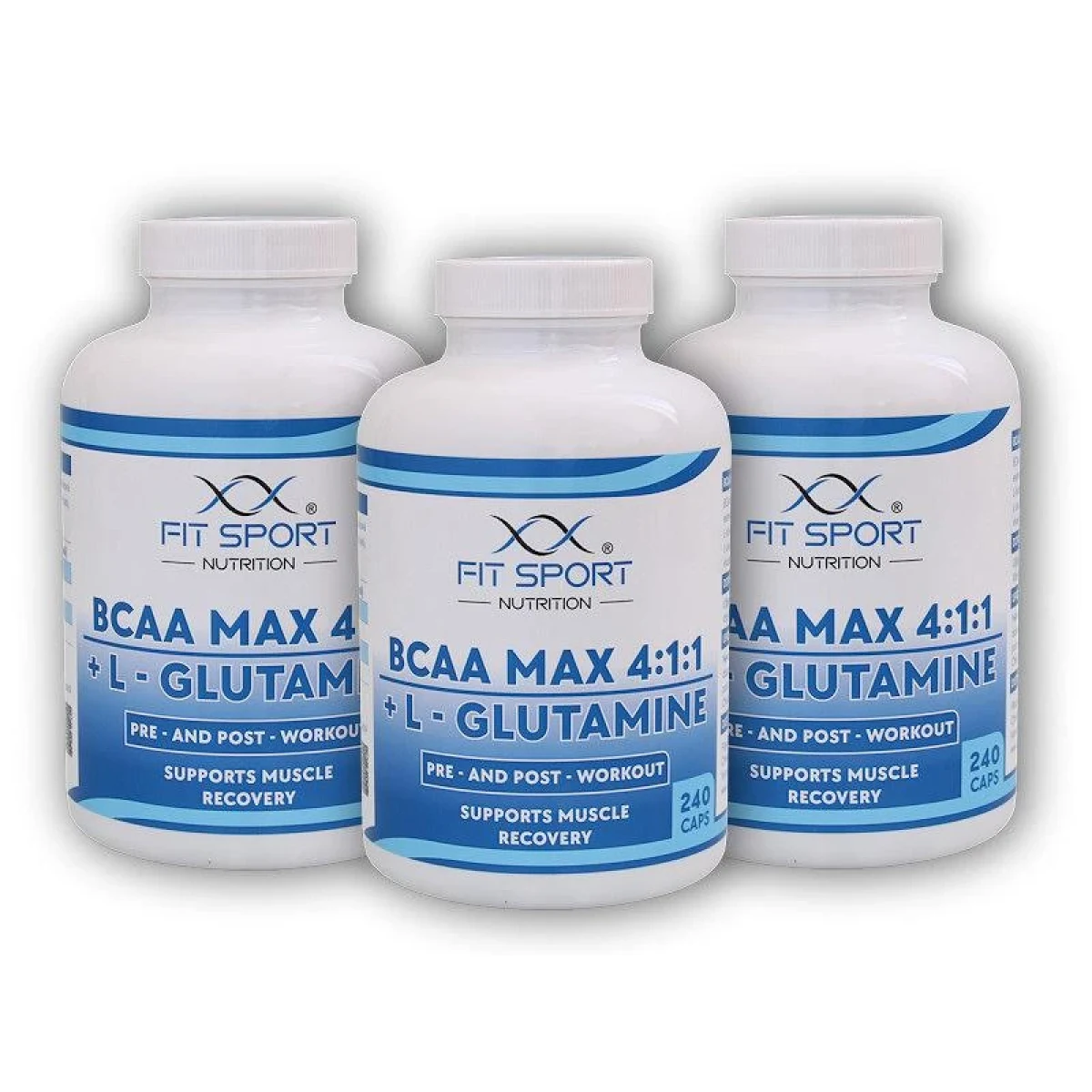 FitSport Nutrition 3x BCAA MAX 4:1:1 + L-Glutamine 240caps · záber 1