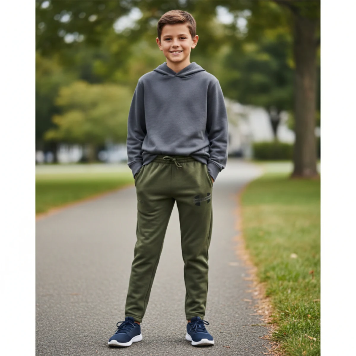 Chlapčenské zateplené tepláky UNDER ARMOUR UA Rival Flc Cblck Grphc Jgr · záber 5