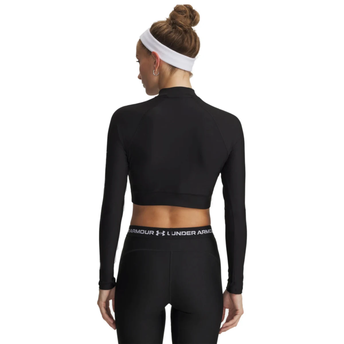 Dámske kompresné tričko s dlhým rukávom UNDER ARMOUR HeatGear Crop Mock LS-BLK · záber 3