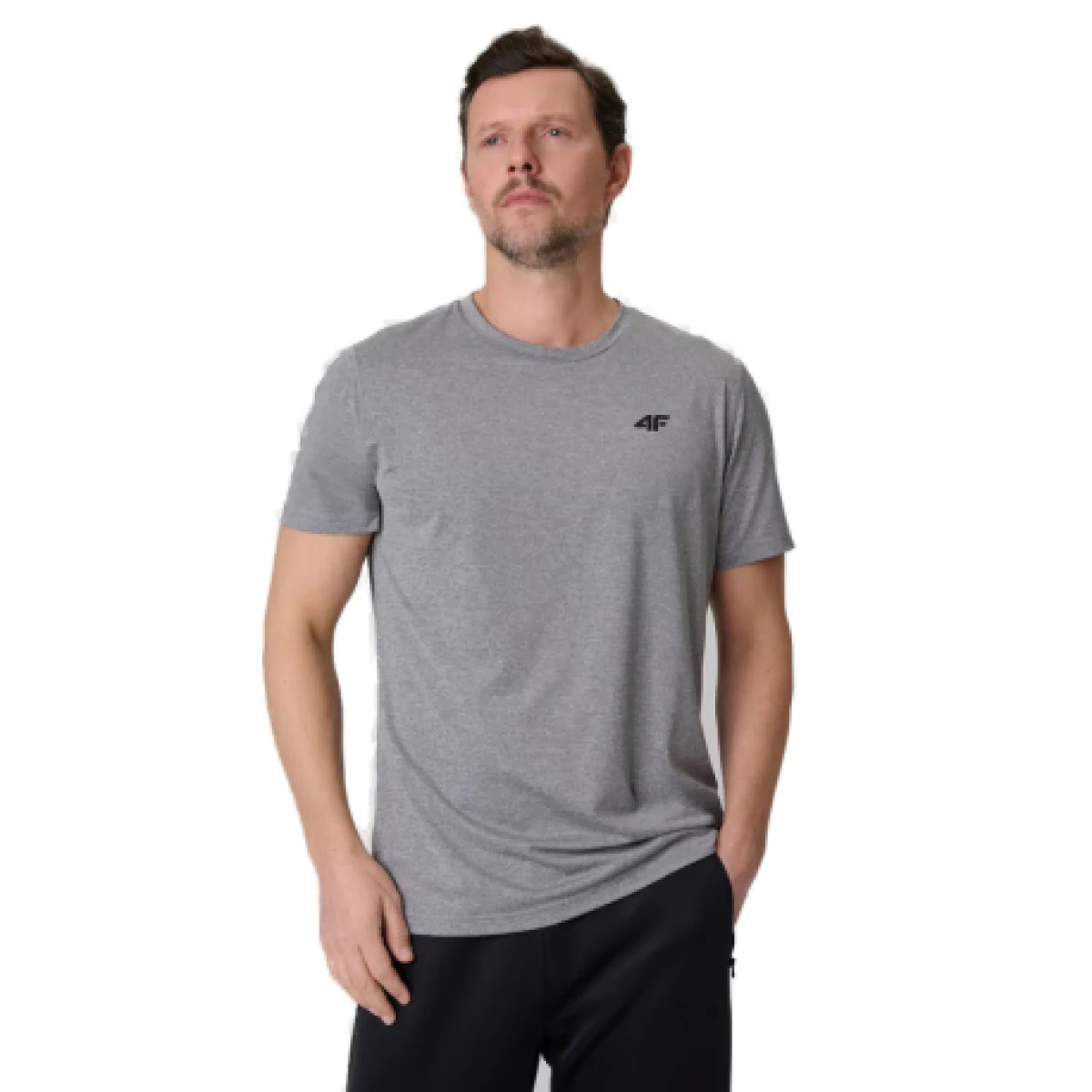Pánské tréninkové tričko s krátkým rukávem 4F TSHIRT FNK M2140-25M-GREY MELANGE · záber 1