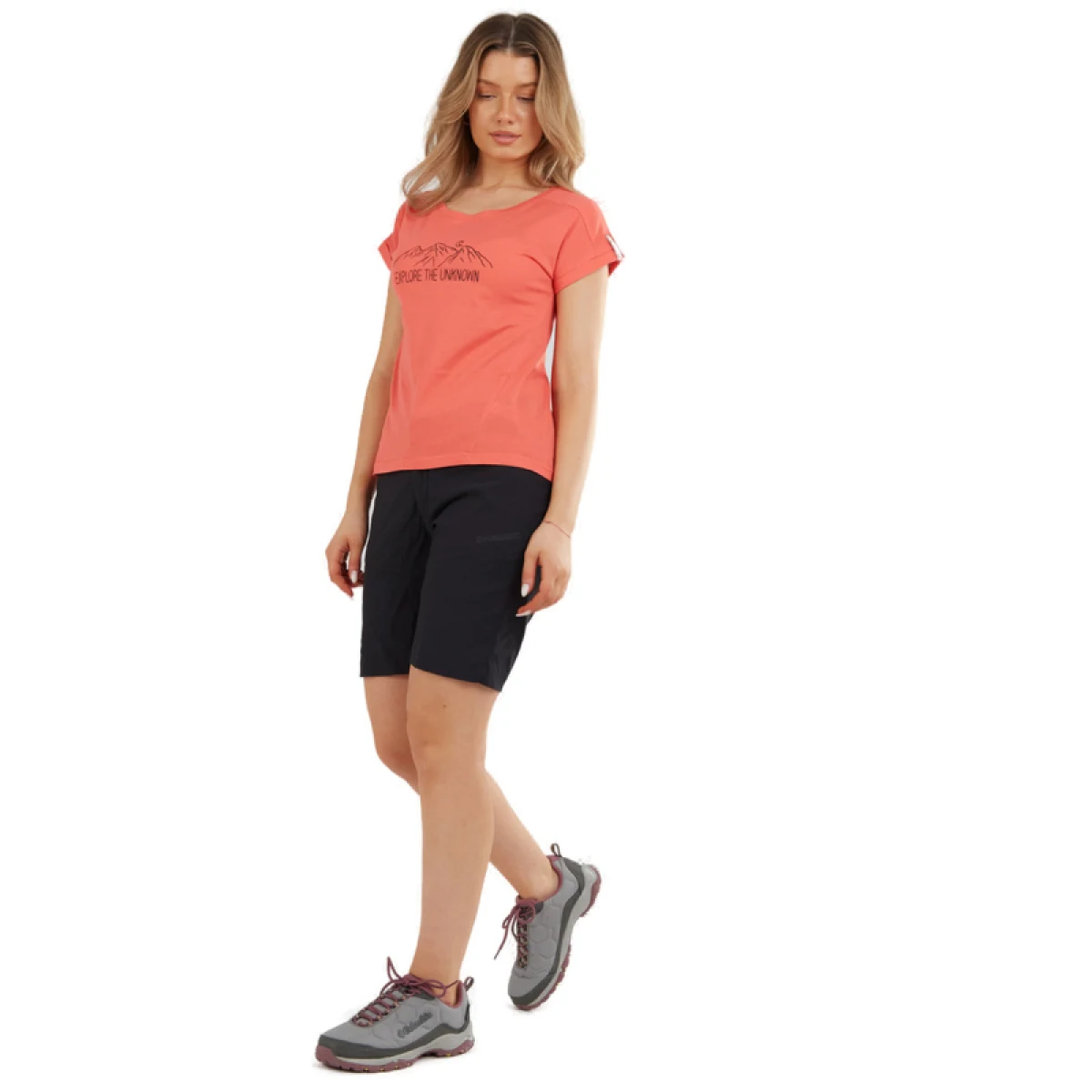Dámské turistické tričko s krátkým rukávem FUNDANGO Atmos T-shirt-352-coral · záber 3