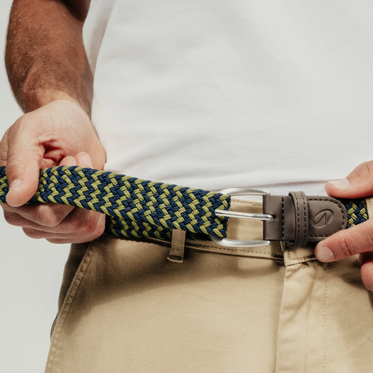 INESIS Pružný opletený golfový opasok tmavomodro-zelený XL-2XL · záber 2