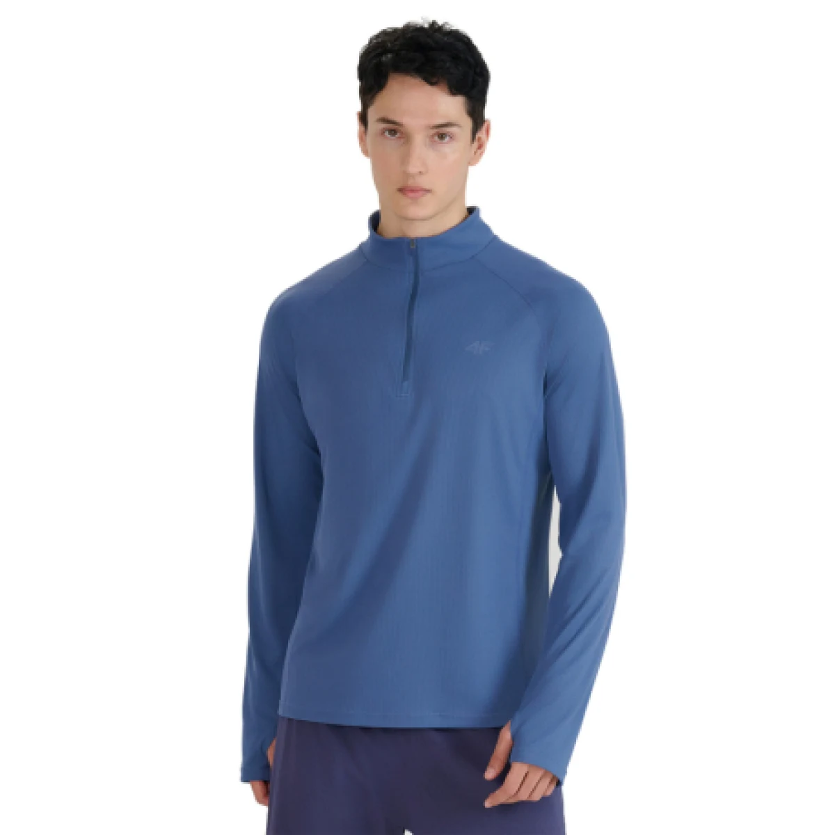 Pánské běžecké tričko s dlouhým rukávem 4F LONGSLEEVE FNK-WSS25TFLOM327-32S-DENIM · záber 1