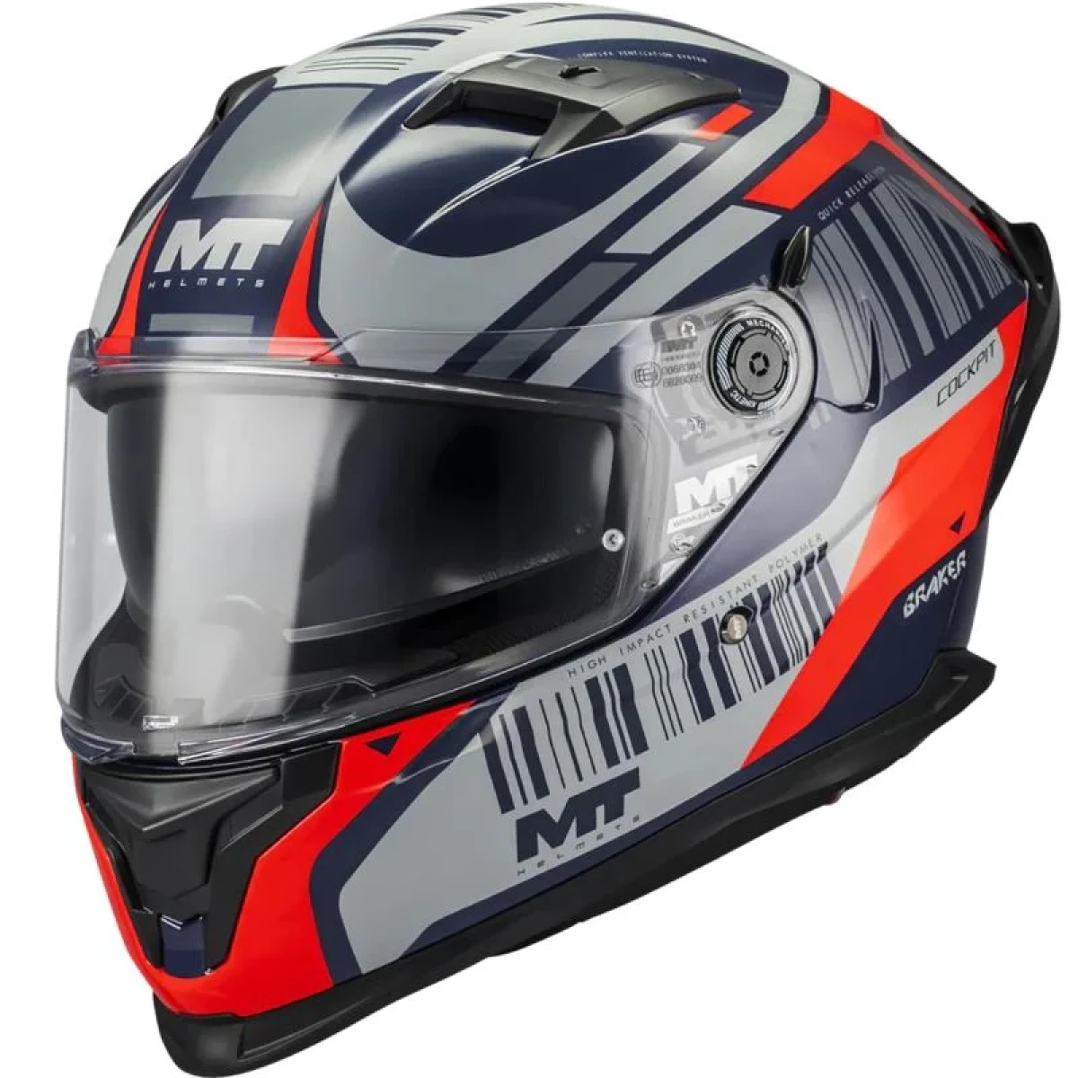 MT Helmets Braker SV Cockpit B5 modro-šedo-červená - Velikost: 56-57 | Barva: Červená · záber 1