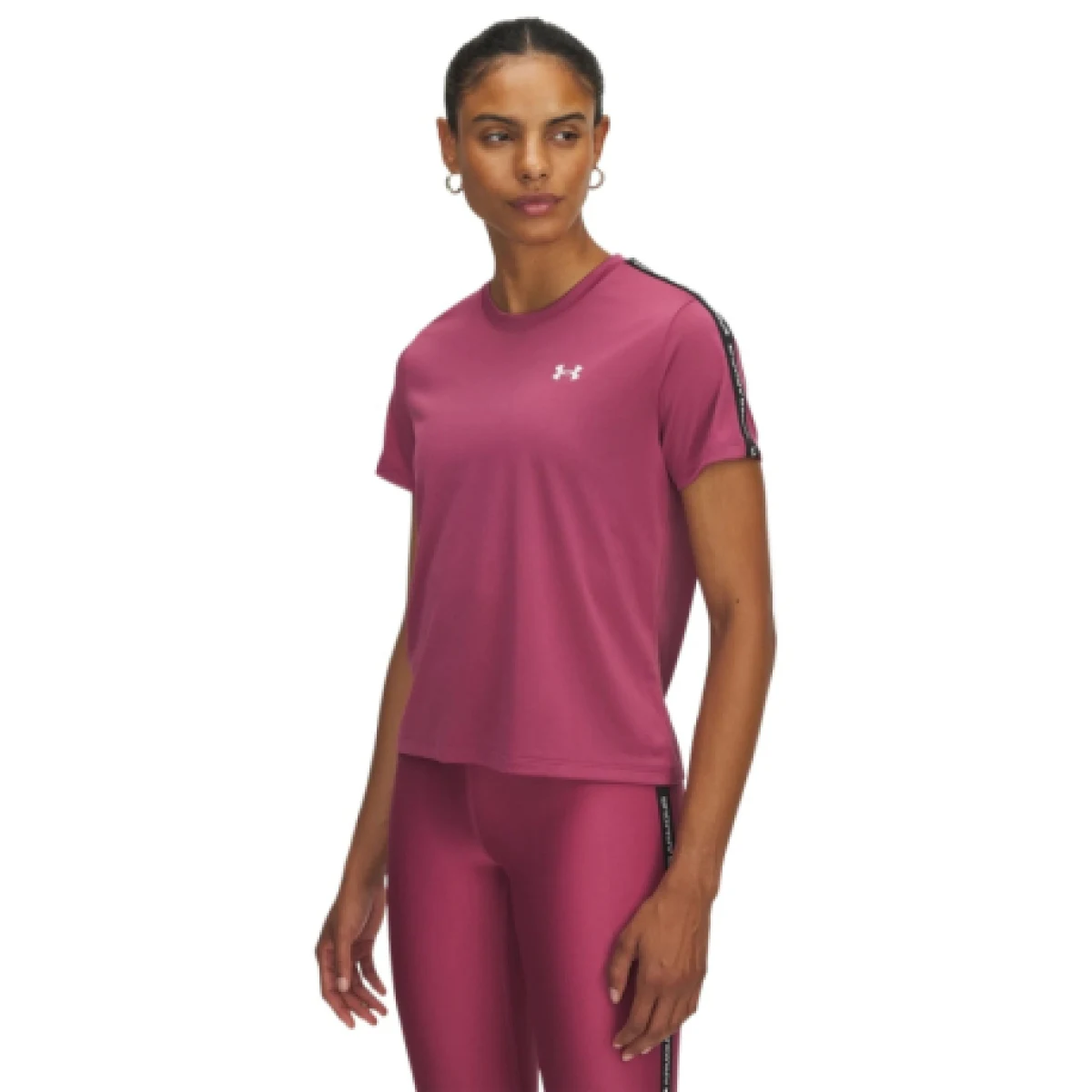 Dámske kompresné tričko s krátkym rukávom UNDER ARMOUR UA Tech WM Tape SS-RED · záber 1