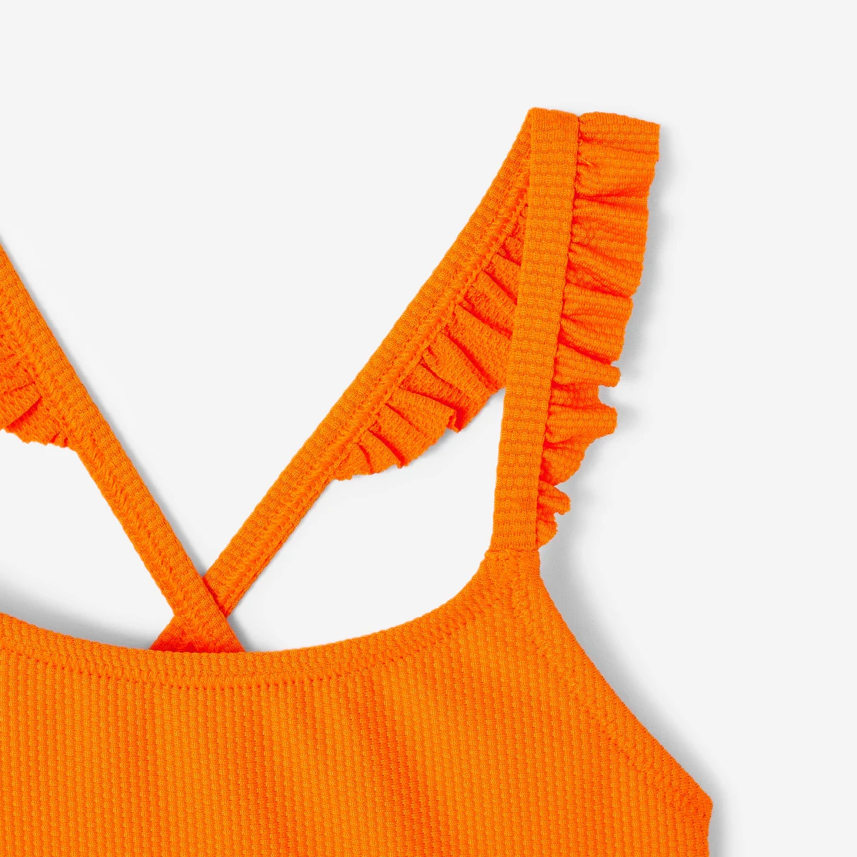 DECATHLON Dievčenské jednodielne plavky Lila so sukničkou oranžové 7-8 r (123-130 cm) · záber 2