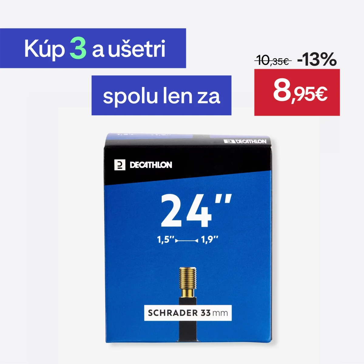 DECATHLON Duša 24 palcov prierez od 1,5 do 1,9 ventil Schrader bez · záber 1