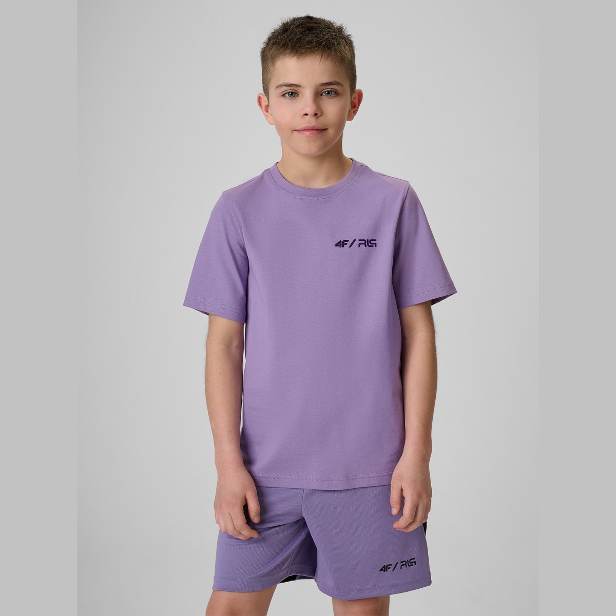 T-shirt regular s potlačou detský 4F JUNIOR x Robert Lewandowski - fialový · záber 2