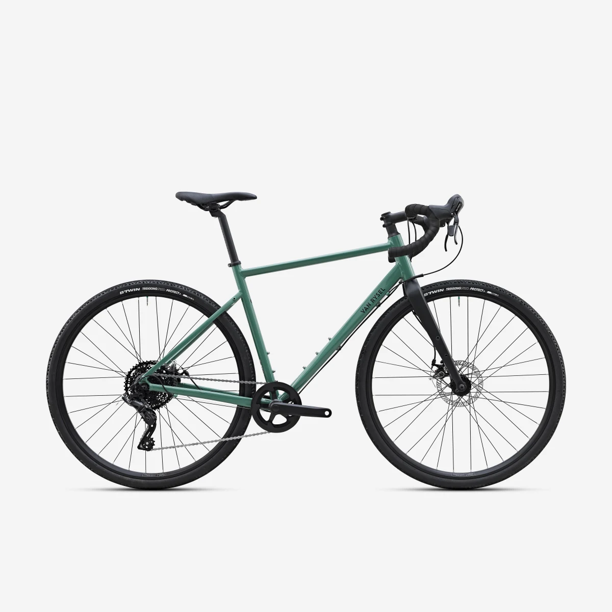 VAN RYSEL Gravel bicykel GRVL AF DISCOVER Microshift Acolyte 1x8 r zelený XS · záber 1