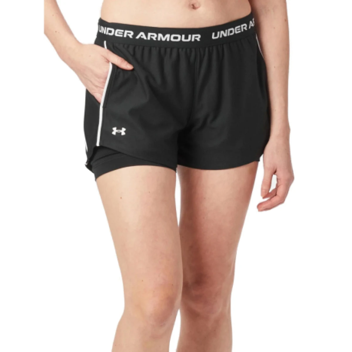 Dámské tréninkové kraťasy UNDER ARMOUR Tech Play Up 2in1 Shorts-BLK · záber 1