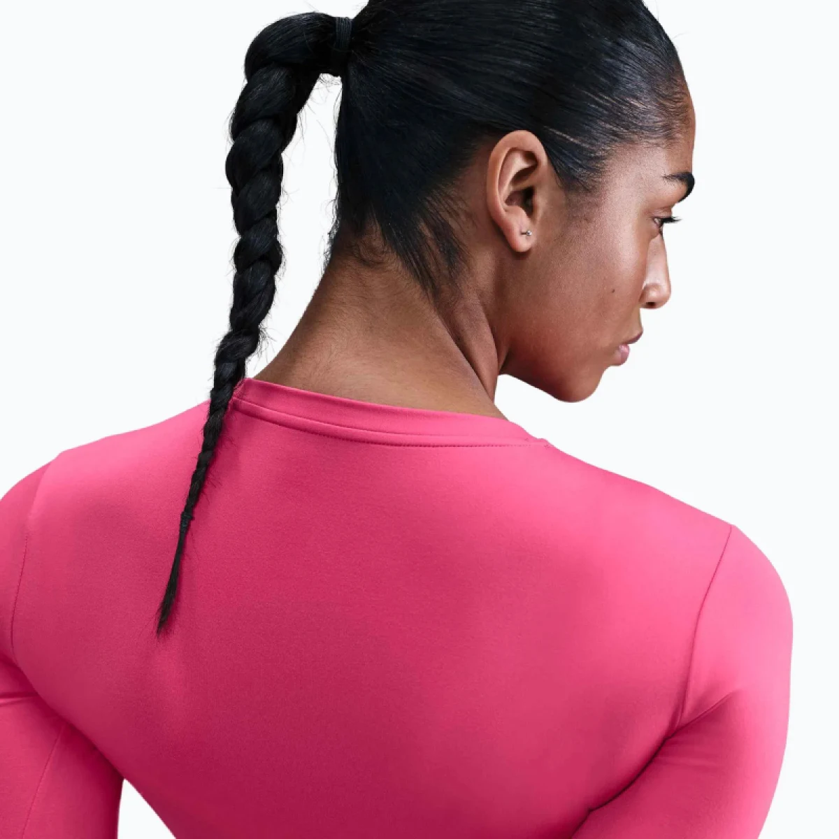 Dámske tréningové tričko s dlhým rukávom NIKE W NK ONE DF FTTD LS TOP RUSH PINK WHITE · záber 3