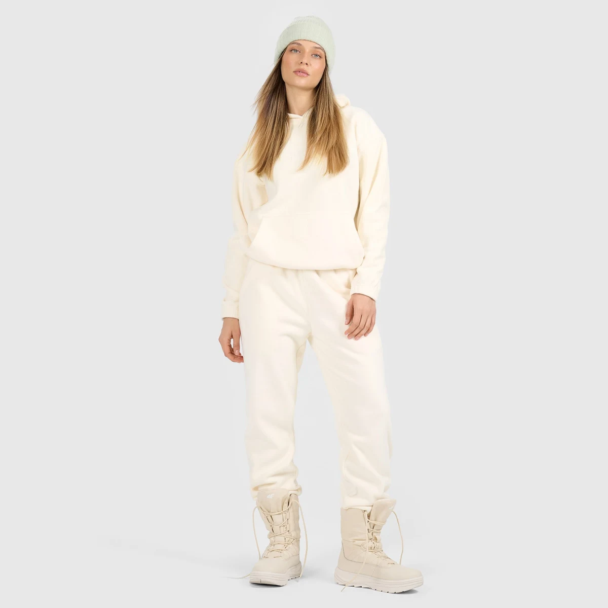 Fleece loose s kapucí dámský - bílé · záber 2