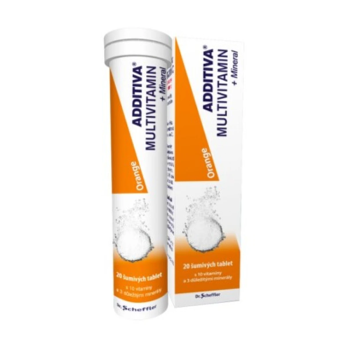 ADDITIVA Multivitamín + minerál orange 20 šumivých tabliet · záber 1
