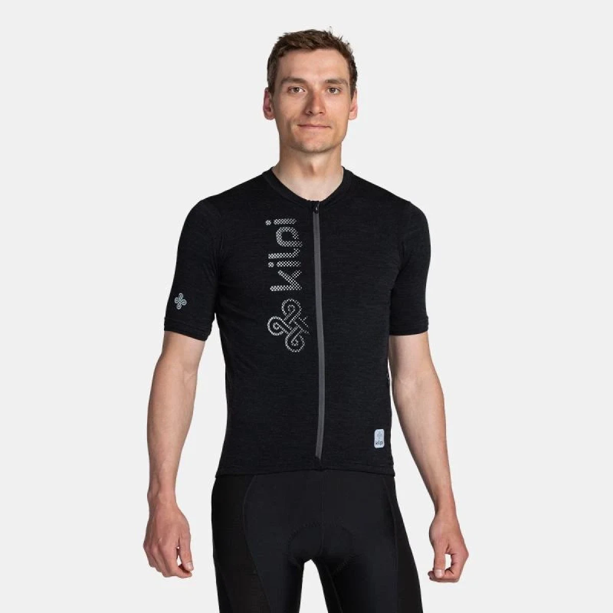 Kilpi PETRANA-M tmavě šedý merino cyklistický dres + KILPI PRESSURE-M Černé cyklistické šortky · záber 1