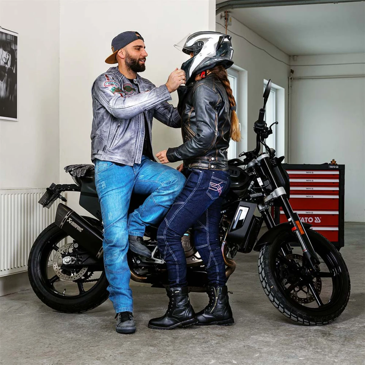 Pánske moto jeansy W-TEC Shiquet Farba čierna, · záber 4