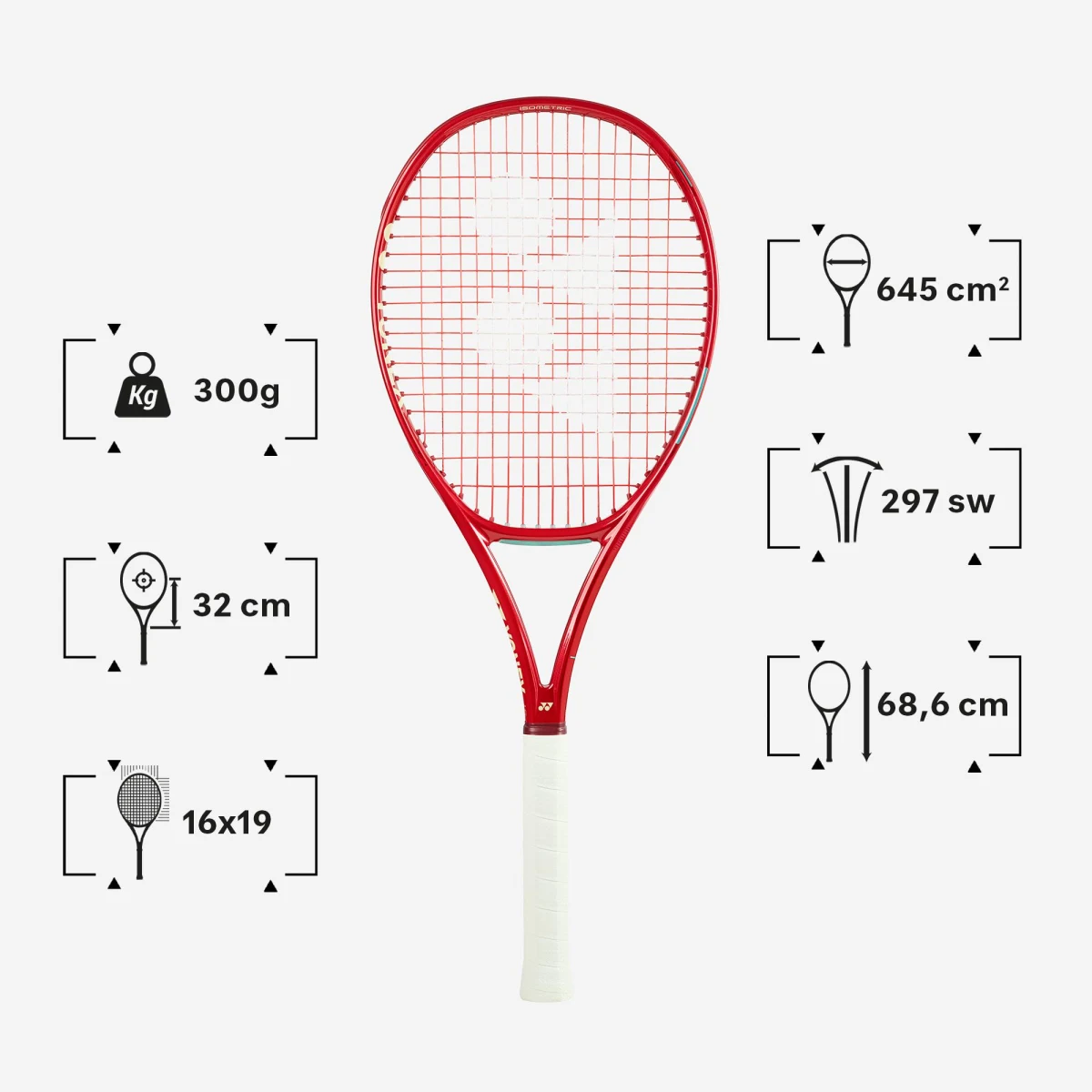 YONEX YONEX Vcore 100 Ruby tenisová raketa 300 g červená GRIP 2 · záber 2
