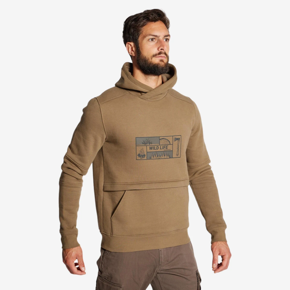 SOLOGNAC Mikina s kapucňou 500 s logom S · záber 1
