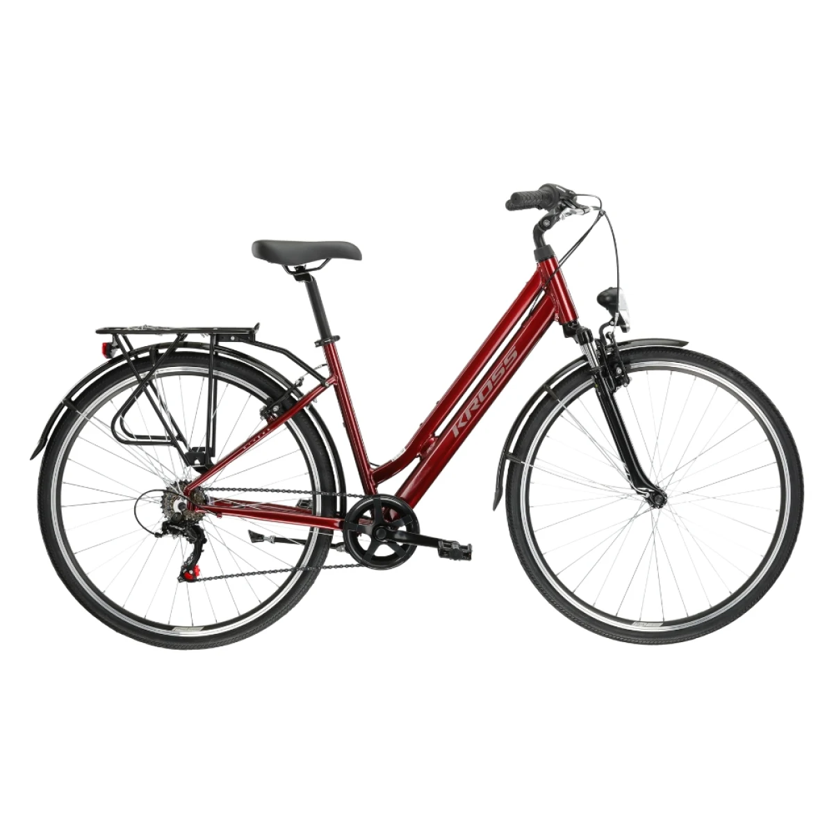Kross Sentio 1.0 28" - model 2025 rubín / šedá / lesk - S (18", 158-170 cm) · záber 2