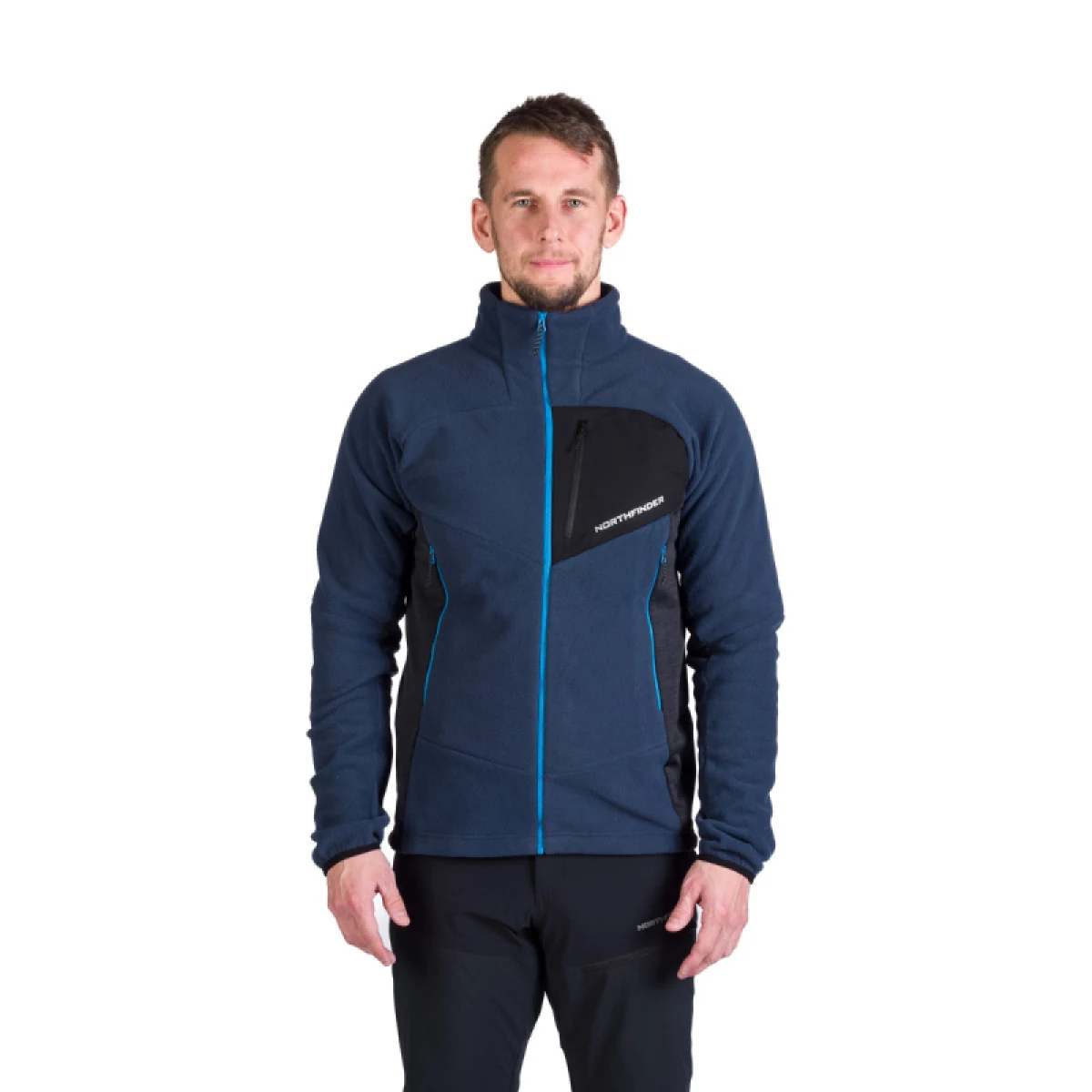 Pánská turistická fleece mikina se zipem NORTHFINDER FULVIO-612navyblack · záber 2