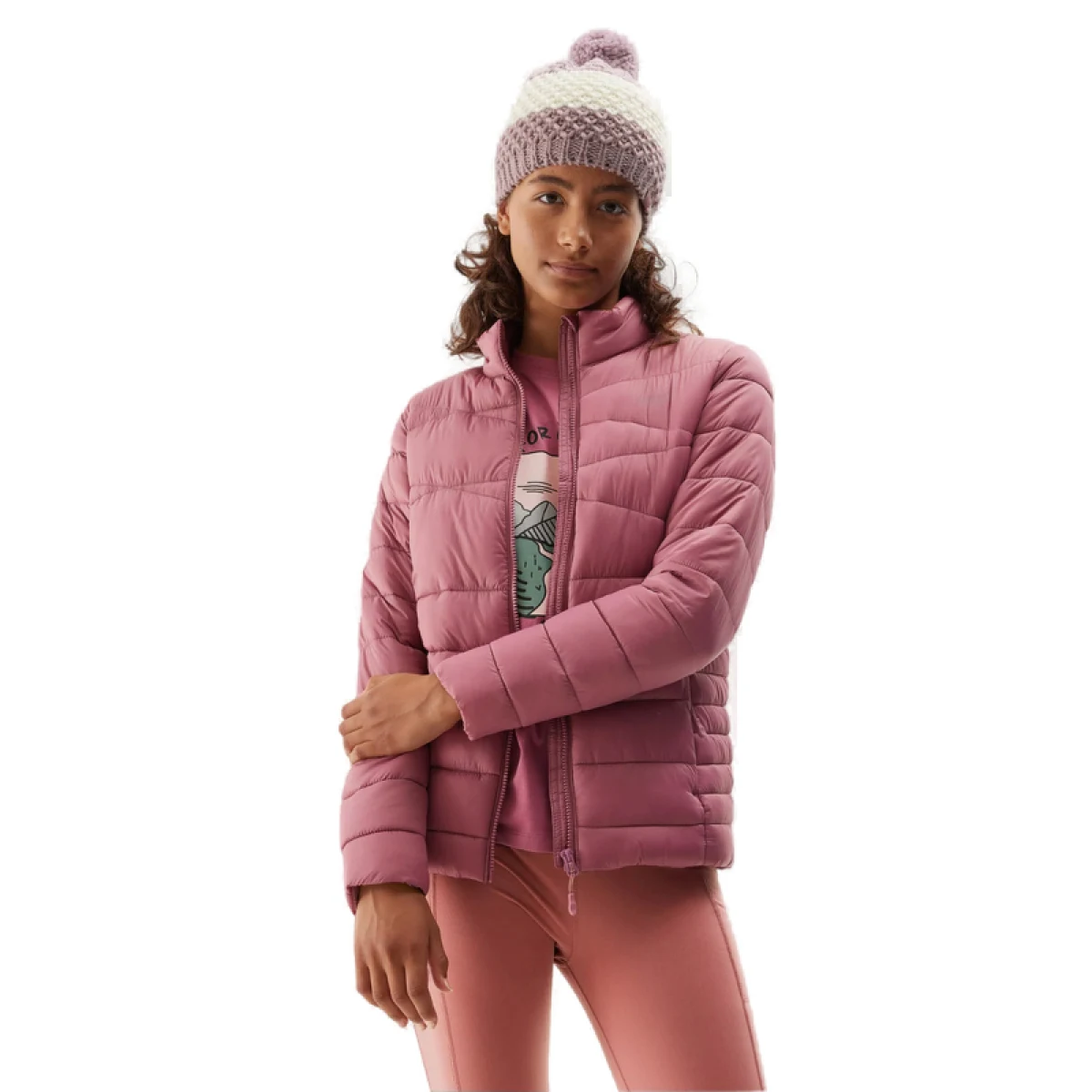 Dívčí bunda 4F JUNIOR DOWN JACKET-JAW23TDJAF219-54S-PINK · záber 2