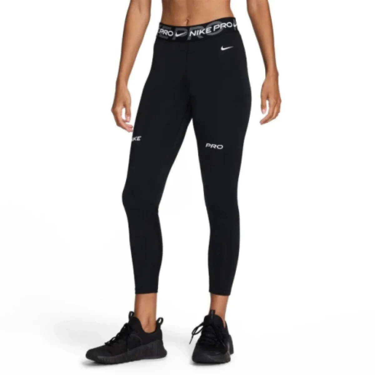 Dámské legíny NIKE PRO W NP DF MR 7 8 TIGHT TT-010 BLACK IRON GREY WHITE WHITE · záber 1
