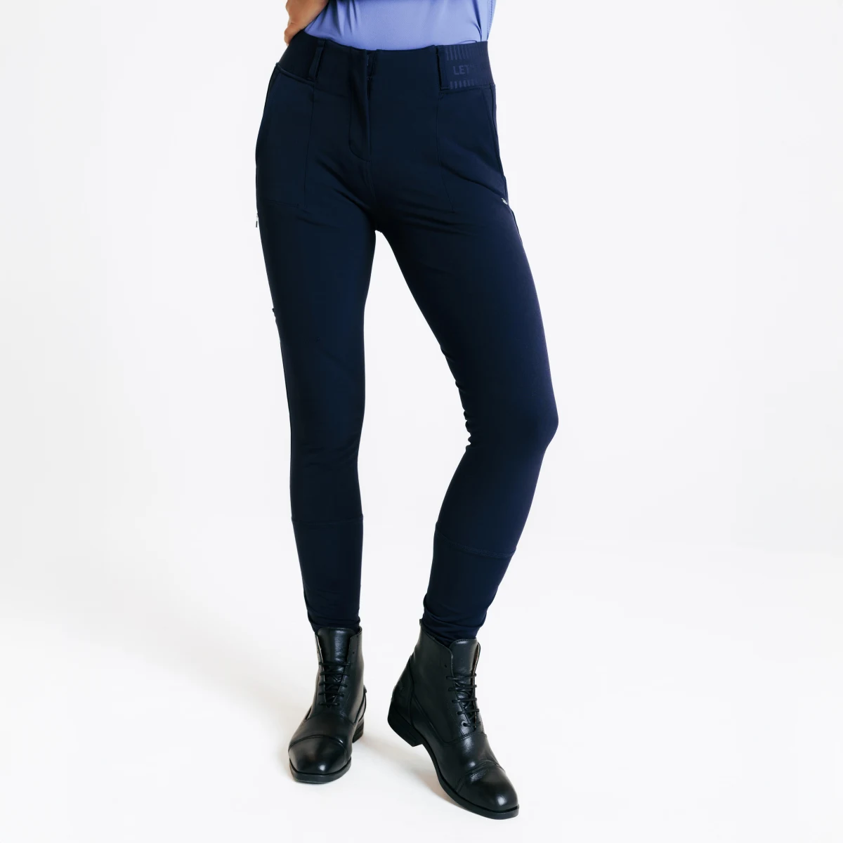 FOUGANZA Dámske jazdecké nohavice Be You 500 tmavomodré L · záber 1
