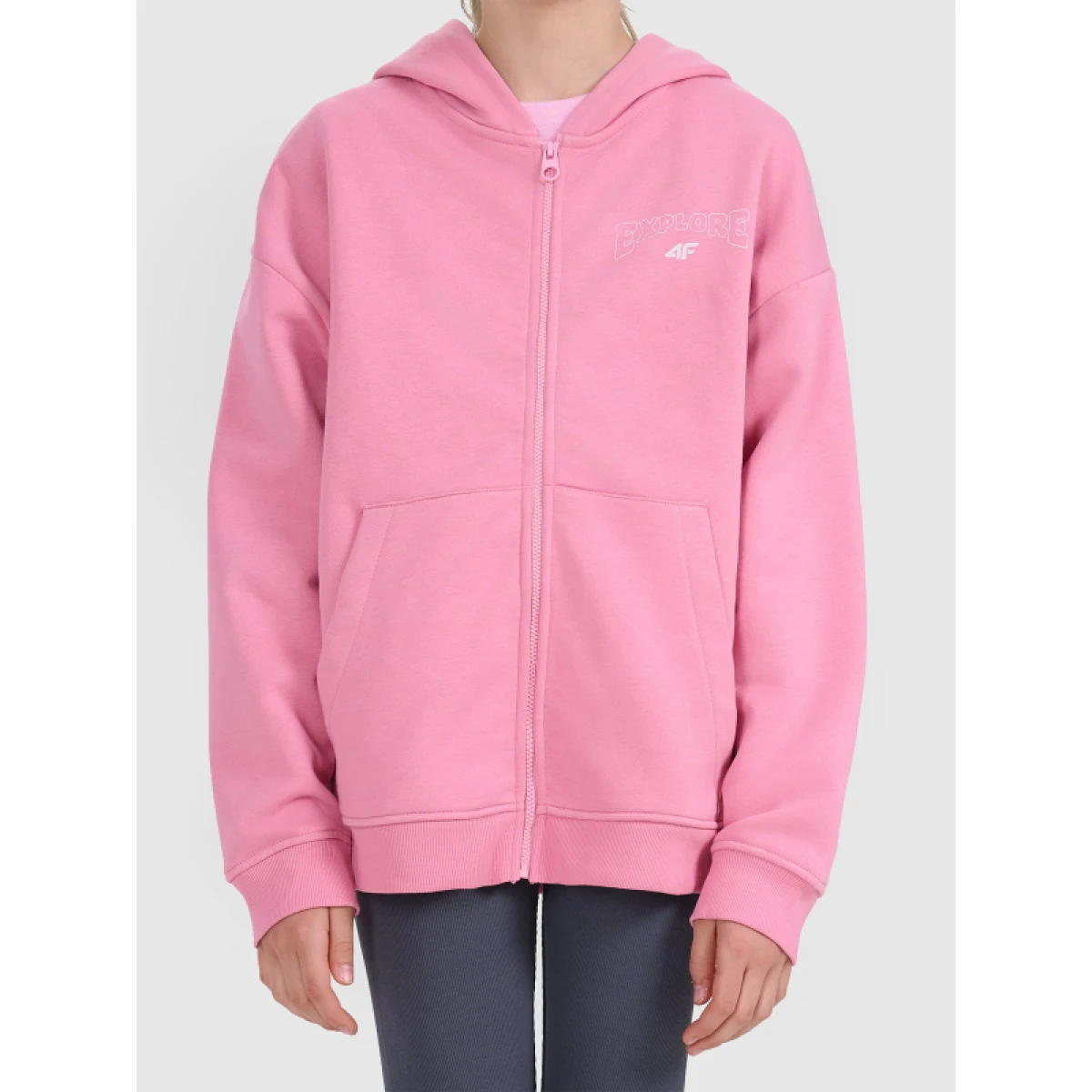 Dievčenská mikina so zipsom 4F JUNIOR SWEATSHIRT F2271-54S-PINK · záber 3