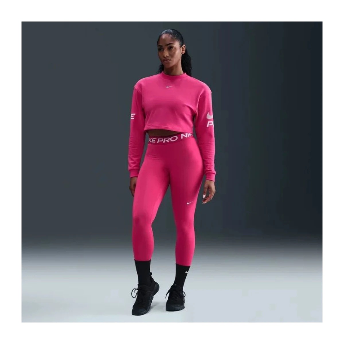 Dámska tréningová mikina NIKE W NP DF FLC CREW TT GRX RUSH PINK PINK FOAM WHITE · záber 4