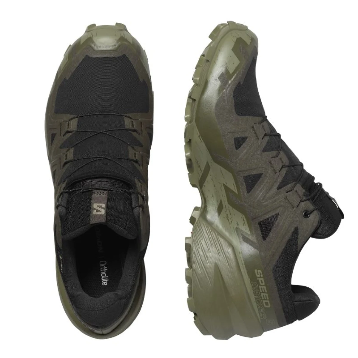 Pánská běžecká trailová obuv SALOMON Speedcross 6 GTX M black peat deep lichen green · záber 4