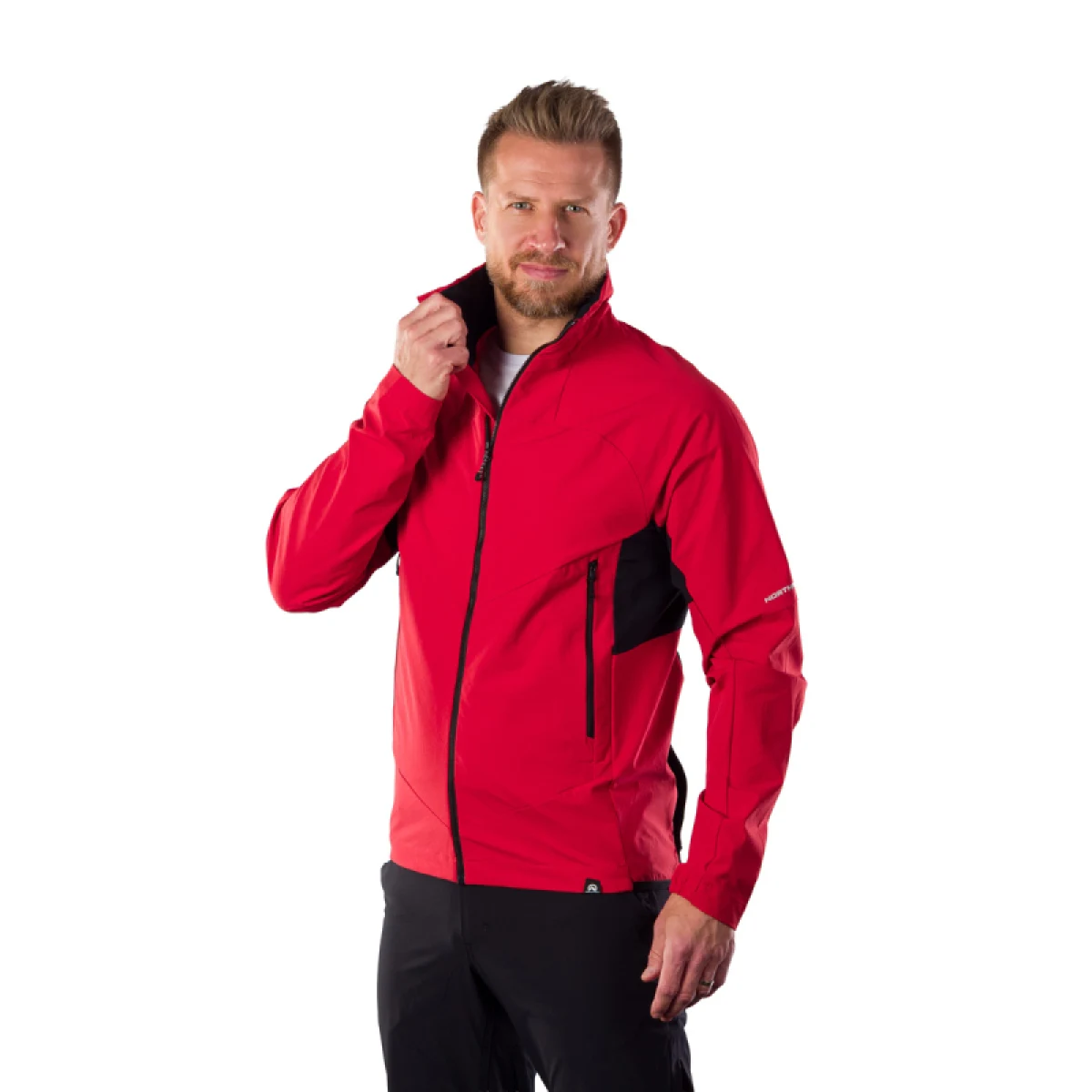 Pánska turistická bunda NORTHFINDER ARSENIO-361redblack · záber 2