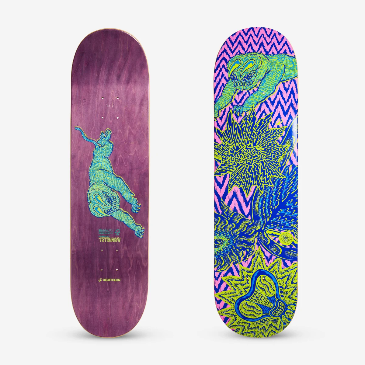DECATHLON Skateboardová doska DK500 POPSICLE z javora 8,5"GRAFIKA OD TETSUNORI. 8,5" · záber 1