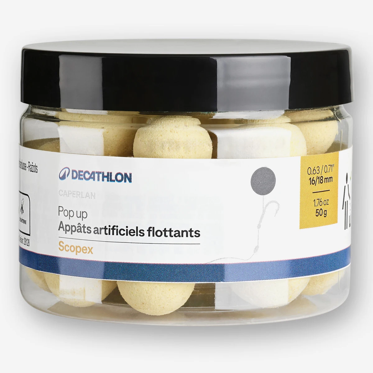 CAPERLAN Plávajúce boilies na lov kapra Pop-up 16-18 mm Scopex bez · záber 1