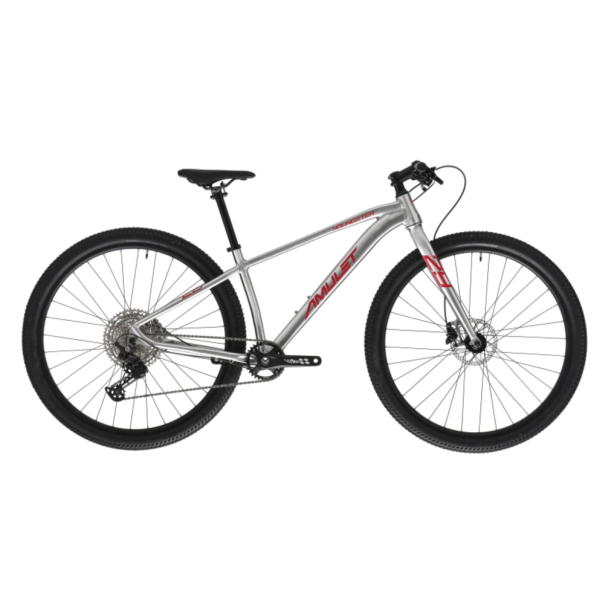 Juniorský horský bicykel AMULET 29 Youngster 1.11 SH, alu brushed transparent red · záber 2